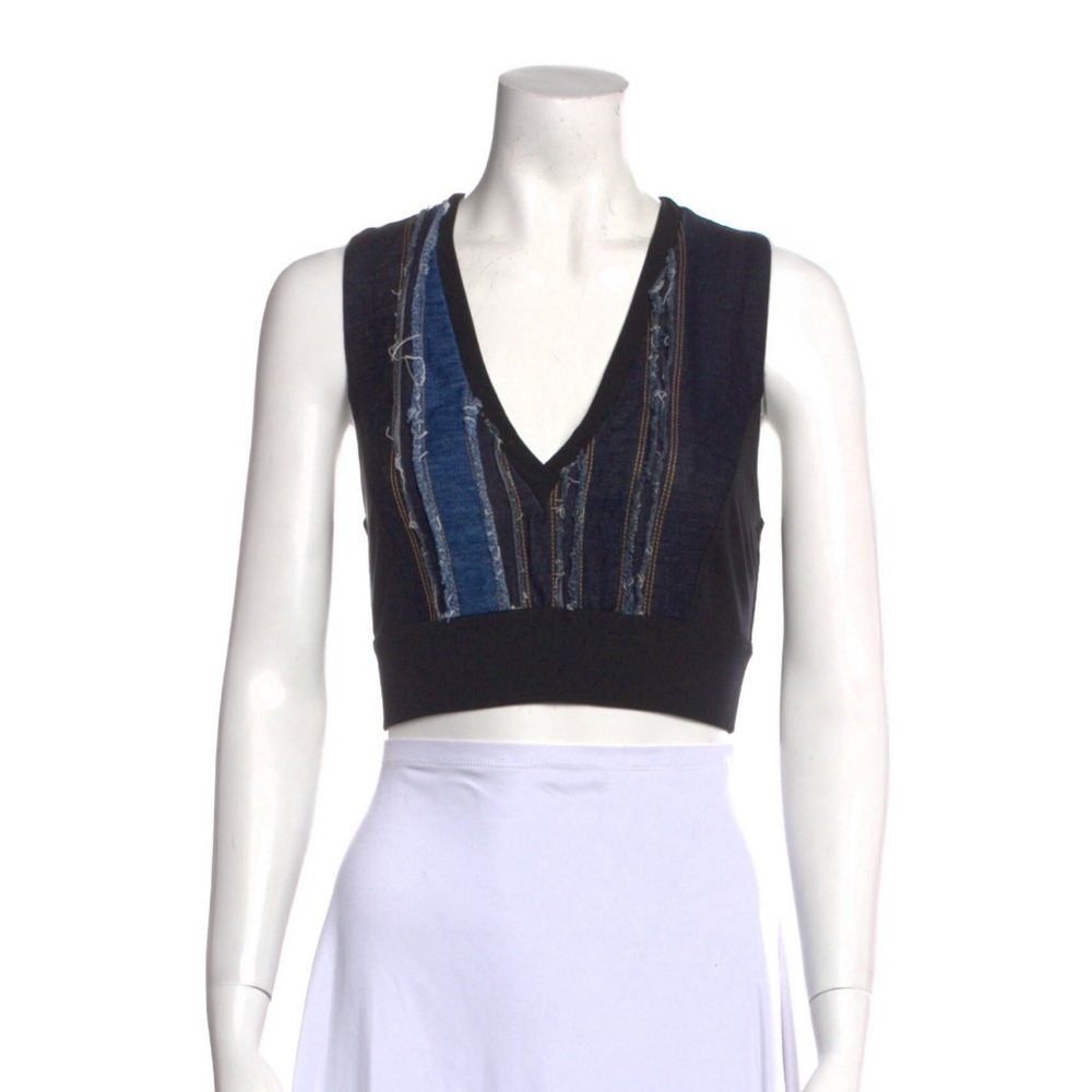 NO KA’OI Stylish Denim Sleeveless Crop Tank Top
